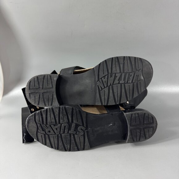 STUART WEITZMAN BLACK LEATHER BACKVIEW GLADIATOR SANDALS BOOT 8.5 - Picture 8 of 14